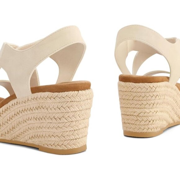 Platform Espadrille Wedge Sandals Open Toe Elastic Ankle Strap Slip-On Size 10 - Picture 8 of 11